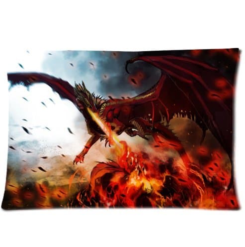 Libra Girl Custom It Monster Wings Hellfyre Fire Flame Dragon Rectangular Decorative Cotton Polyester Pillow Case Cushion Cover 20X30 Inch(One Side)