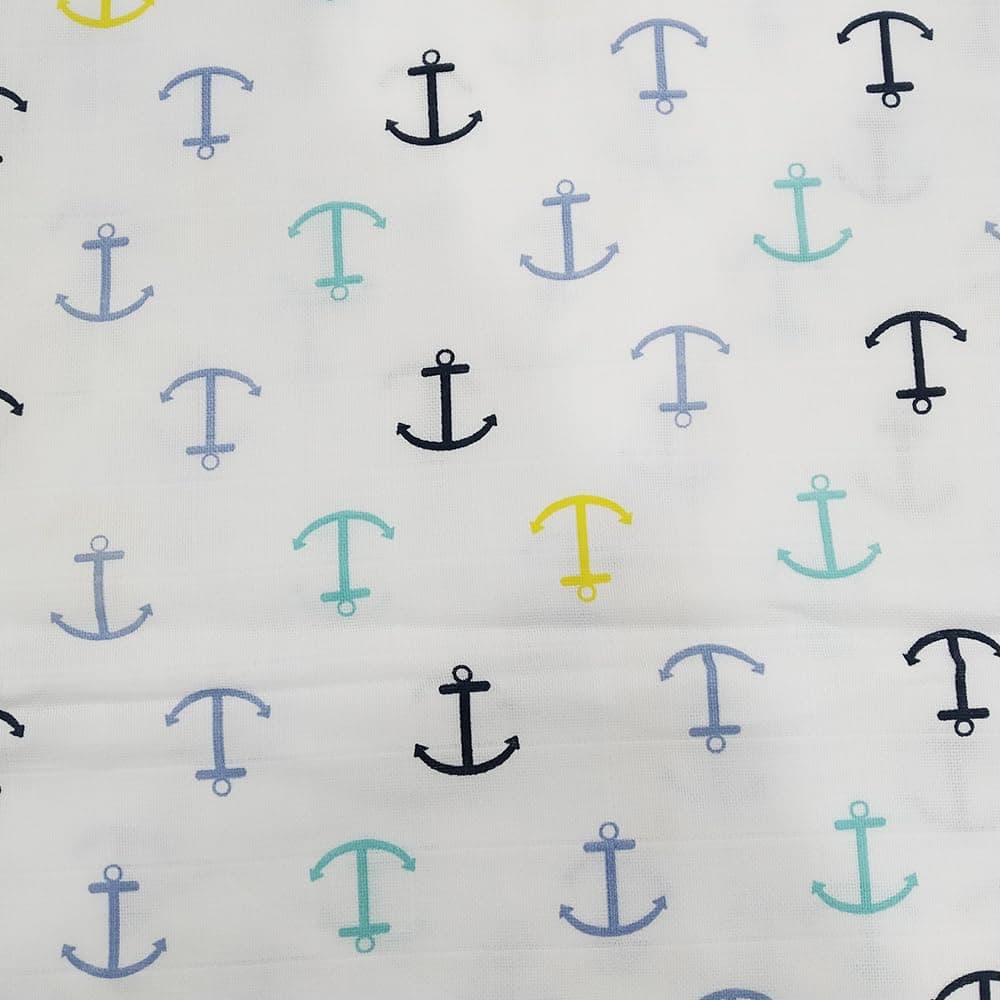 100% Muslin Cotton 4 Layer Baby Blanket | Bedspread for Newborn to 5 Years, Soft Dream Blanket, Unisex, Anchor, 47X47 Inch