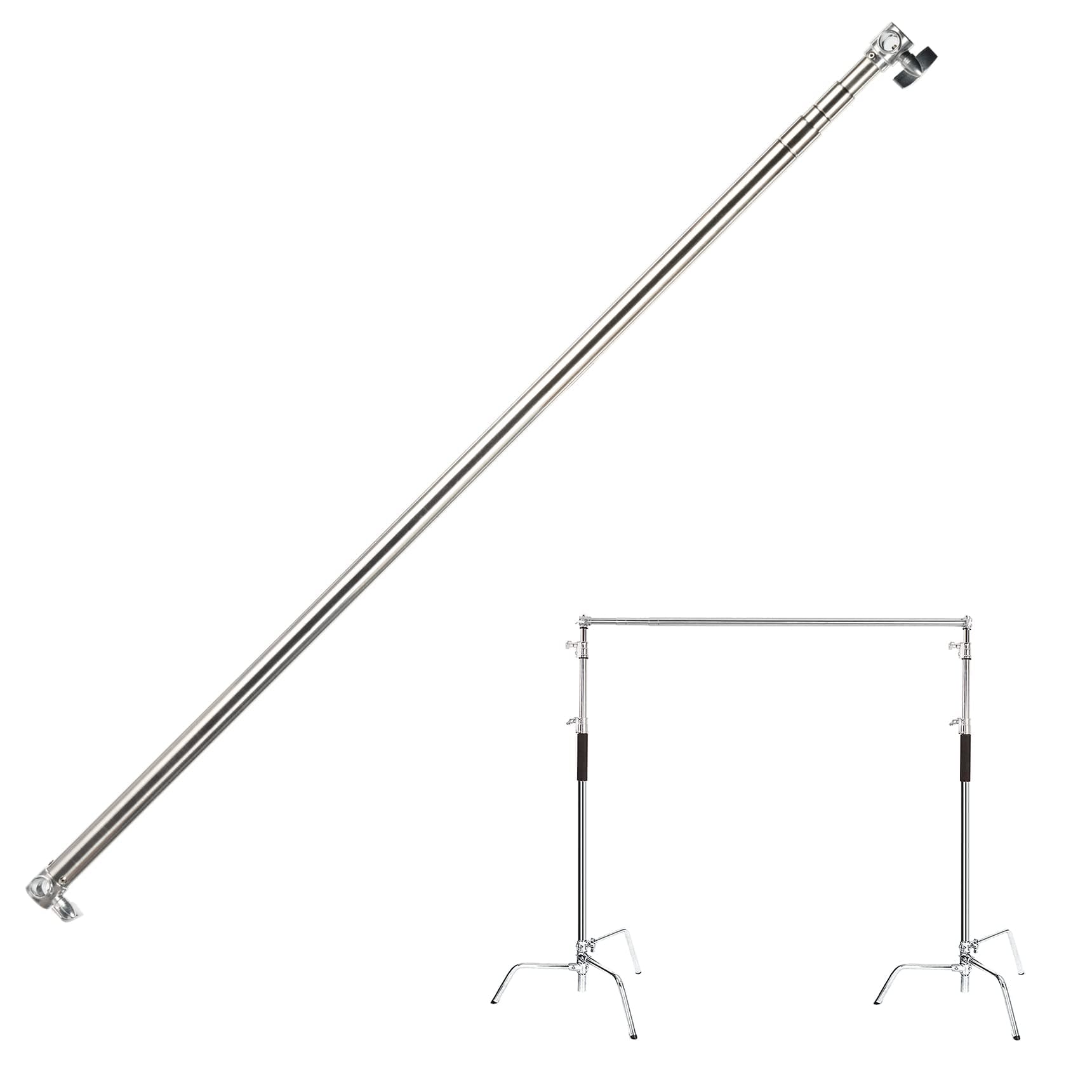 Pro Stainless Steel Telescopic Backdrop Crossbar Max Length 10 ft/3m Adjustable Background Support Cross Arm, Backdrop Pole for C Stand