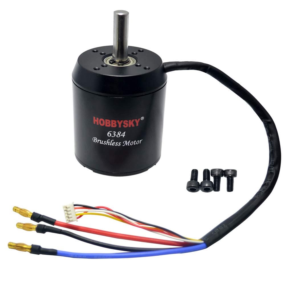 Hobbysky 6384 150KV 170KV 190KV Brushless Outrunner Motor Belt Drive Motor Sensored & Sensorless Motor with Closed Cover for DIY Electric Skateboard Electric Bike Mini Scooter Surfboard