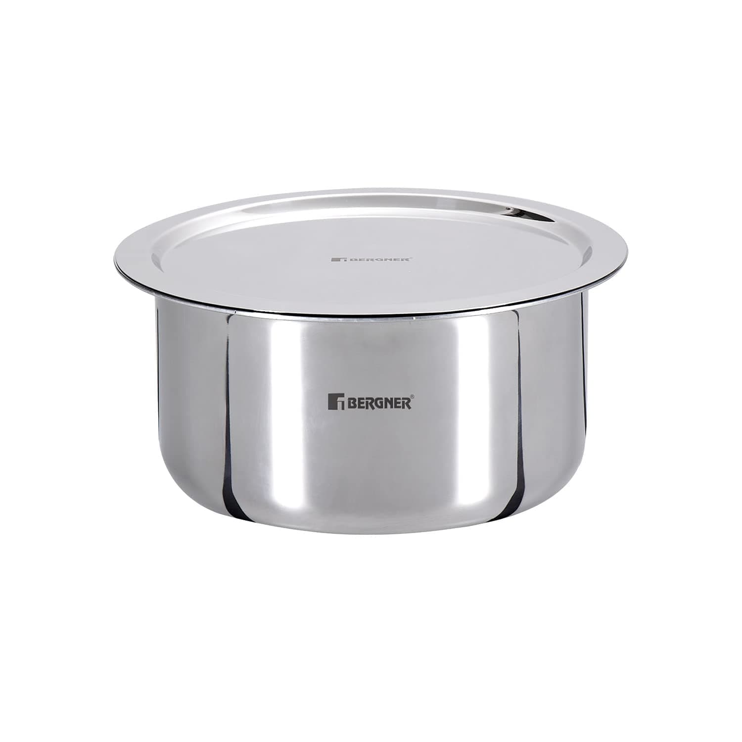 TriPro Tri-Ply Stainless Steel 14cm Tope with Lid, Patila with Stainless Steel Lid, 1.3L Tope with Lid, Induction Base and Gas Ready, Easy-use Flared Rim, 5-Year Warranty by Bergner