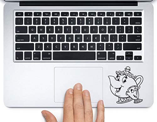 Mrs. Potts and Chip Beauty and the Beast Printed Trackpad Clear Vinyl Decal Sticker Compatible with Apple MacBook Pro Air 11" 12" 13" 15" All Years Laptop Trackpad Keyboard (13” Macbook Air)