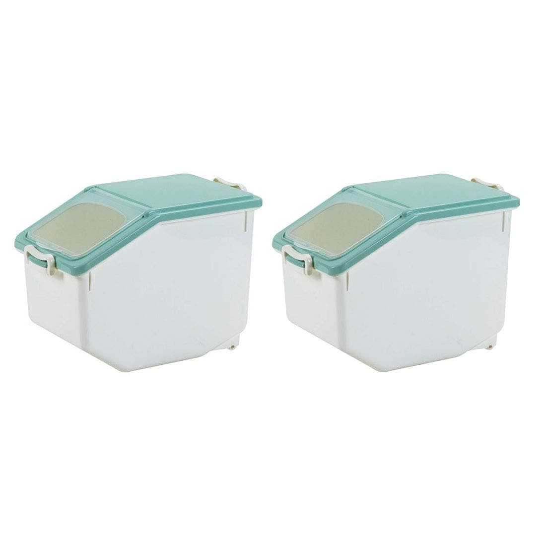 GODNECE 2Pcs Rice Storage Container 10KG, Rice Box Storage Flour Storage Container Large with Scoop (Light Green)