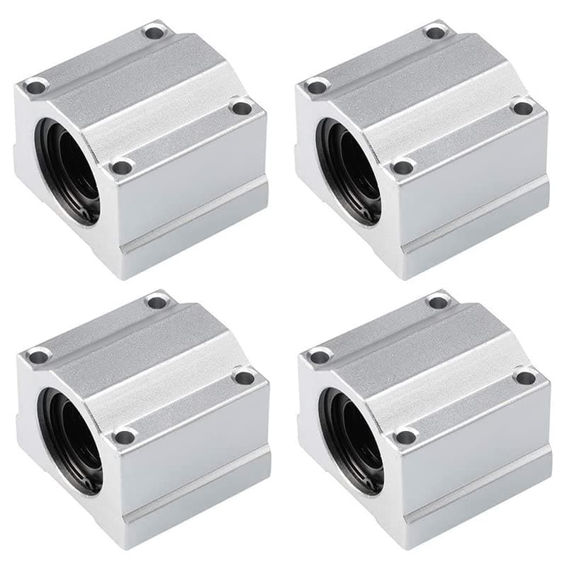 Linear Motion Ball Bearing Slide Block, SCS20UU 20mm Pillow Block Closed Linear Bearing Aluminum Bushing Linear Rail Support Guide Shaft Bearing for CNC 3D Printer Parts 4 Pack