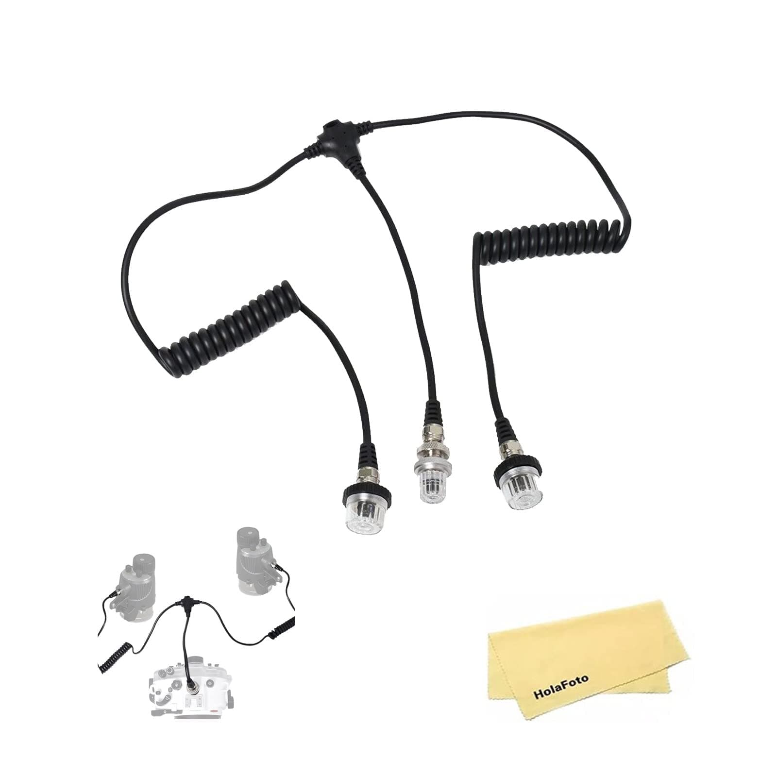 Sea Frogs OF-02 Double Synchronization Cable, Dual 5-Pin Sync Cord, Fiber Optic Line to Nikonos Type Bulkhead for seaFrogs Underwater housings Compatible with Sea Frogs, Sea & Sea, and INON strobes