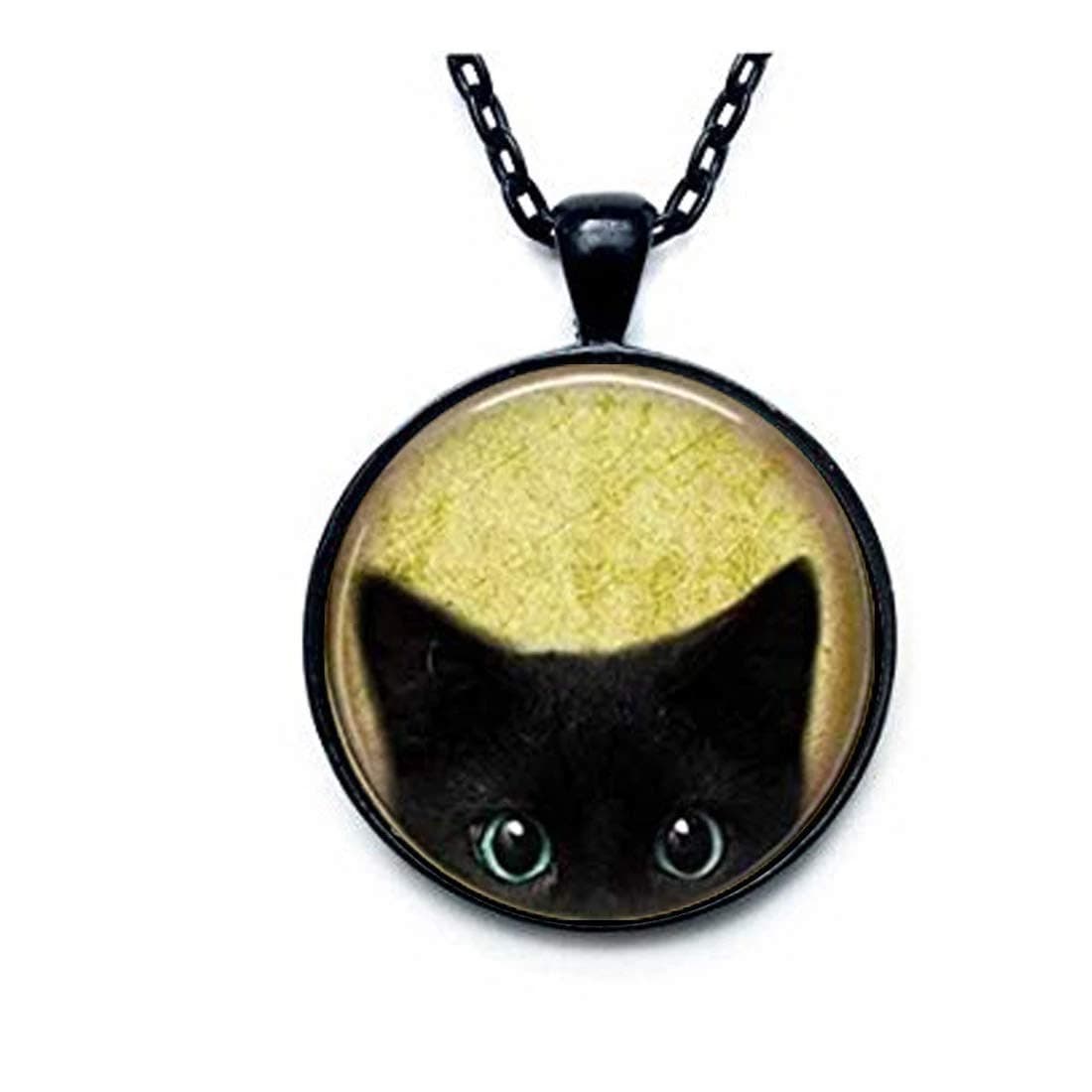 Trenro Cute Peeking Black Cat Necklace – Hypoallergenic Alloy Pendant with Adjustable Chain – Whimsical Cat Lover Gift & Halloween Jewelry