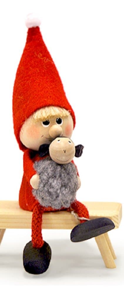 Nordic Boy with Black Sheep Gnome Christmas Tree Ornament Nisse Tomte Tonttu