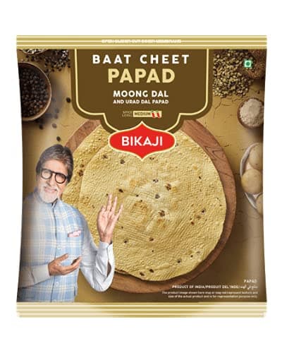 Bikaji Aslee Bikaneri - Baat Cheet Papad - Moong Dal Handroll Papad 400gm (Pack of 2)