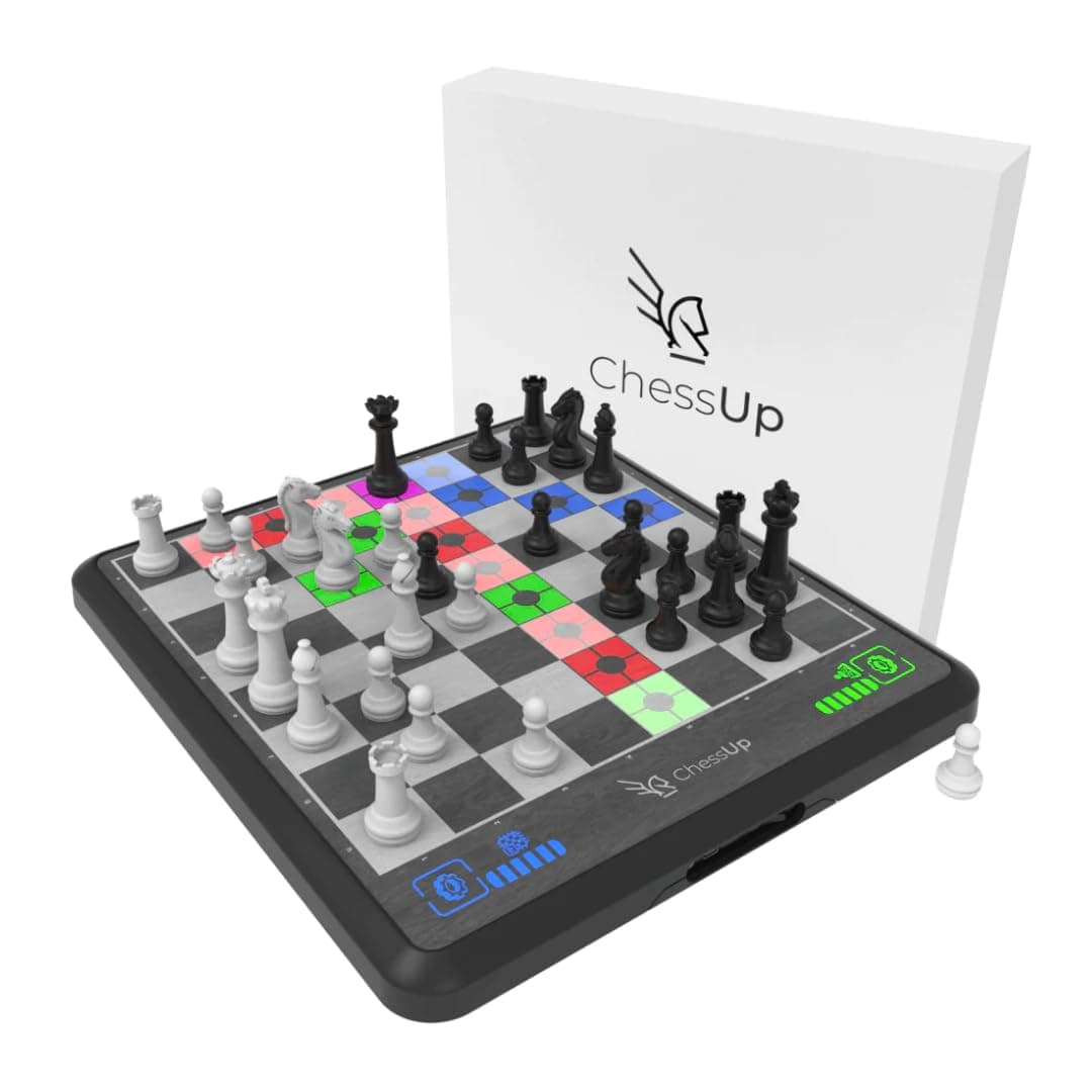 Bryght Labs Chess Up 1 - Electronic Chess Board - Built in Chess Engine and Instructor - Chess Set with TouchSense Piece - Light Up Smart Chess Board - AI, Wireless Play & Companion App