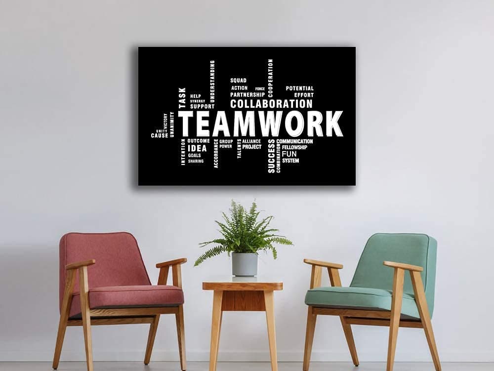 Teamwork Canvas Wall Art - Large Framed Motivational Quotes Artwork Modern Home Decor - Inspirational Posters Decor For Office Framed Ready to Hang