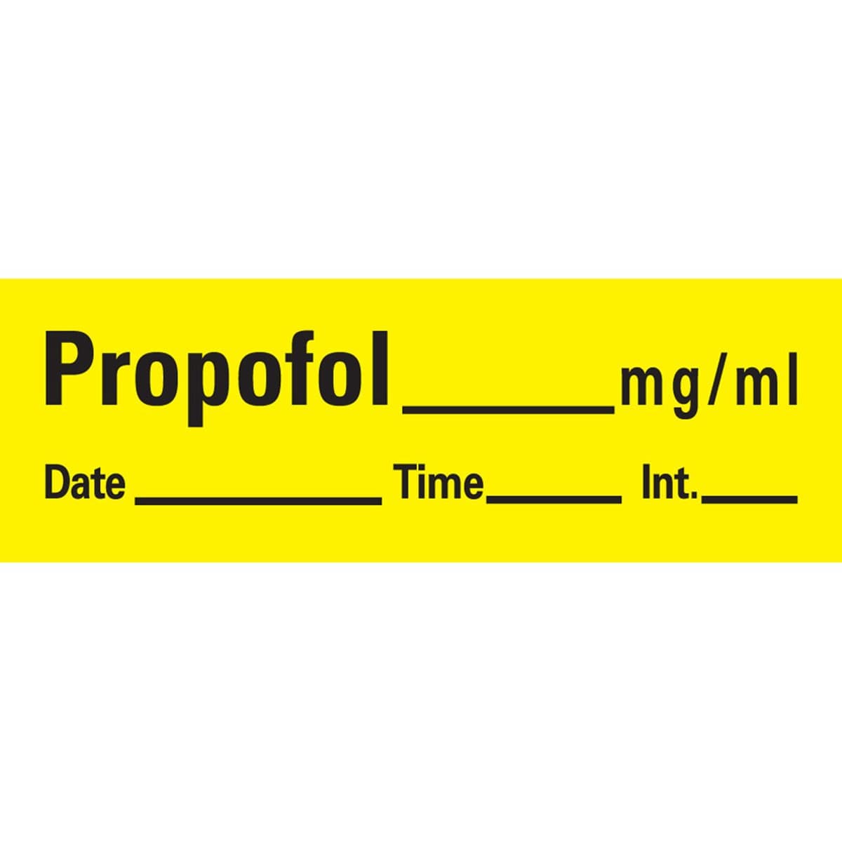 PDC Healthcare AN-27 Anesthesia Tape with Date, Time and Initial, Removable, Propofol mg/mL, 1" Core, 1/2" x 500", Imprints Yellow 333 (Pack of 1)
