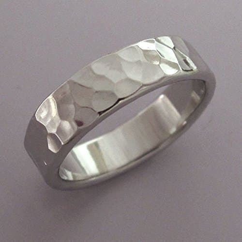 Hammered Palladium 950 Wedding Ring with Polished or Matte Finish, Various Widths