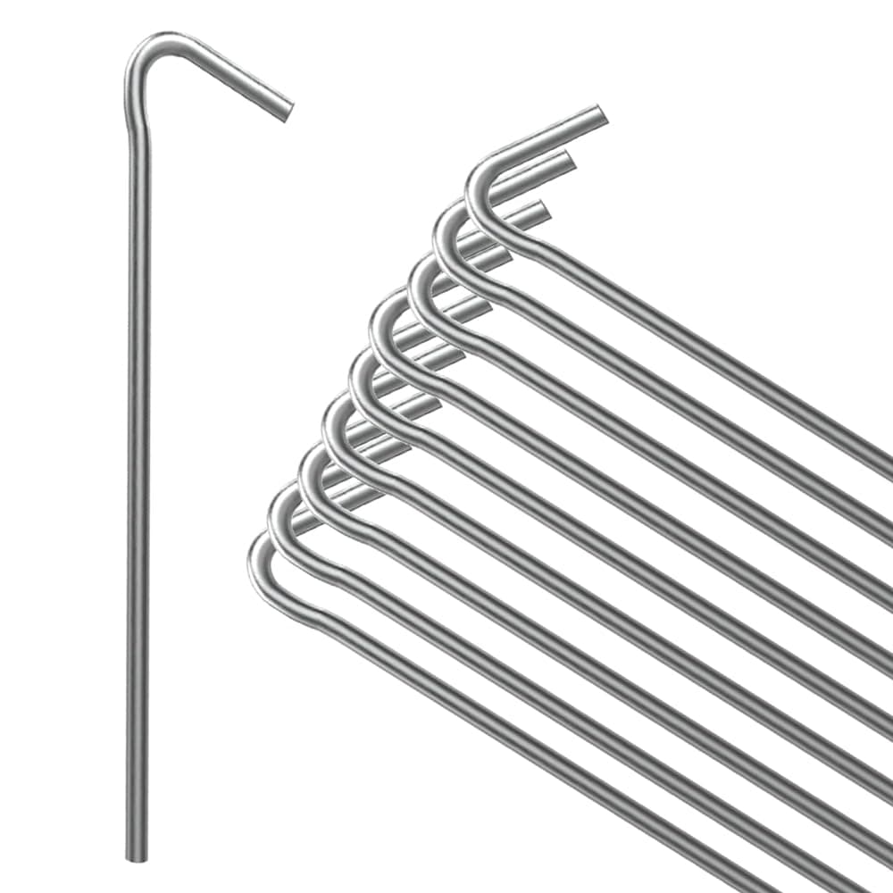 ANSIOTent Pegs Pack of 10 Galvanised Metal Pegs 4mm x 9 inch, Heavy Duty Camping Ground Pegs, Ideal for Camping,Hiking,Traveling,Beach and Outdoor