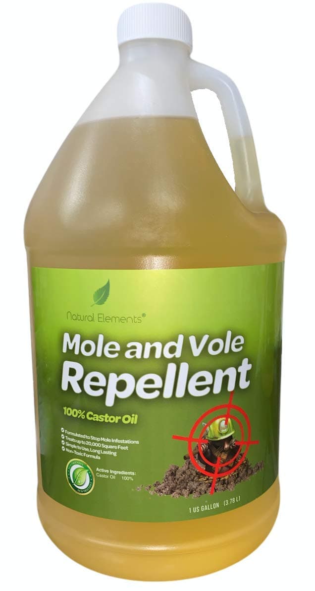 Mole and Vole Repellent | 100% Castor Oil | Pet Safe and Non Toxic | Food Grade | 128 oz (1 Gallon)
