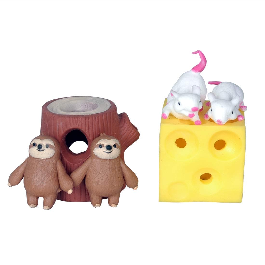 WEY&FLY Mouse and Cheese Toy Sloth Hide and Seek Stress Relief Toy Latex Toy Safety Certification