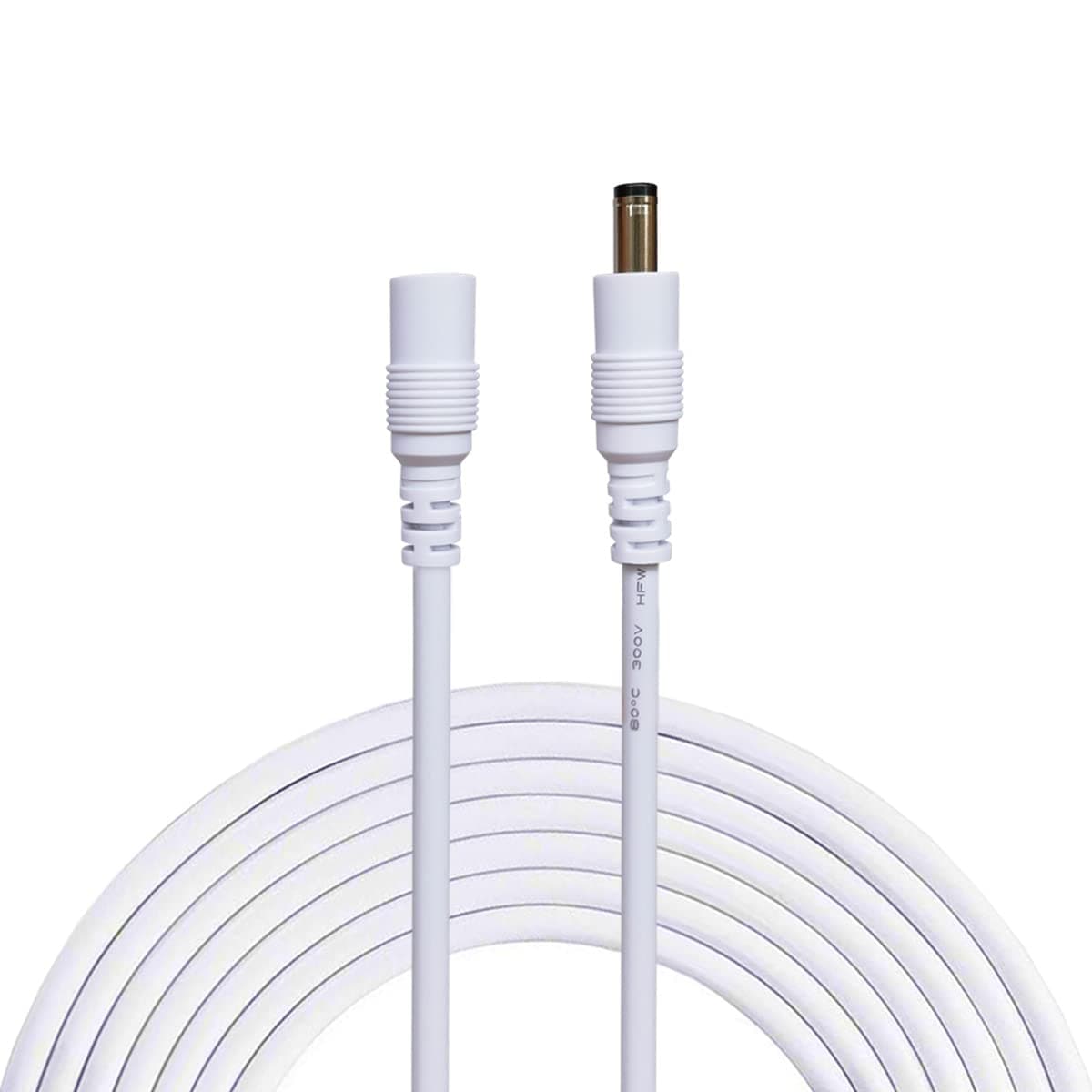 2m/6.56ft DC Extension Cable 5.5mm x 2.1mm Male to Female Connector, DC Power Cord Extension Cable for Power Adapter, 12V CCTV Wireless IP Camera, Monitors, Led - White