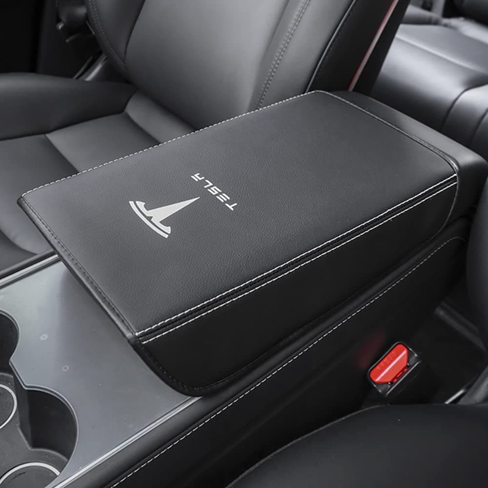 Proate Car Armrest Box Cover for Tesla Model 3 Model Y 2017-2022 2023 Central Control Armrest Decoration Interior Car Accessories (Black)