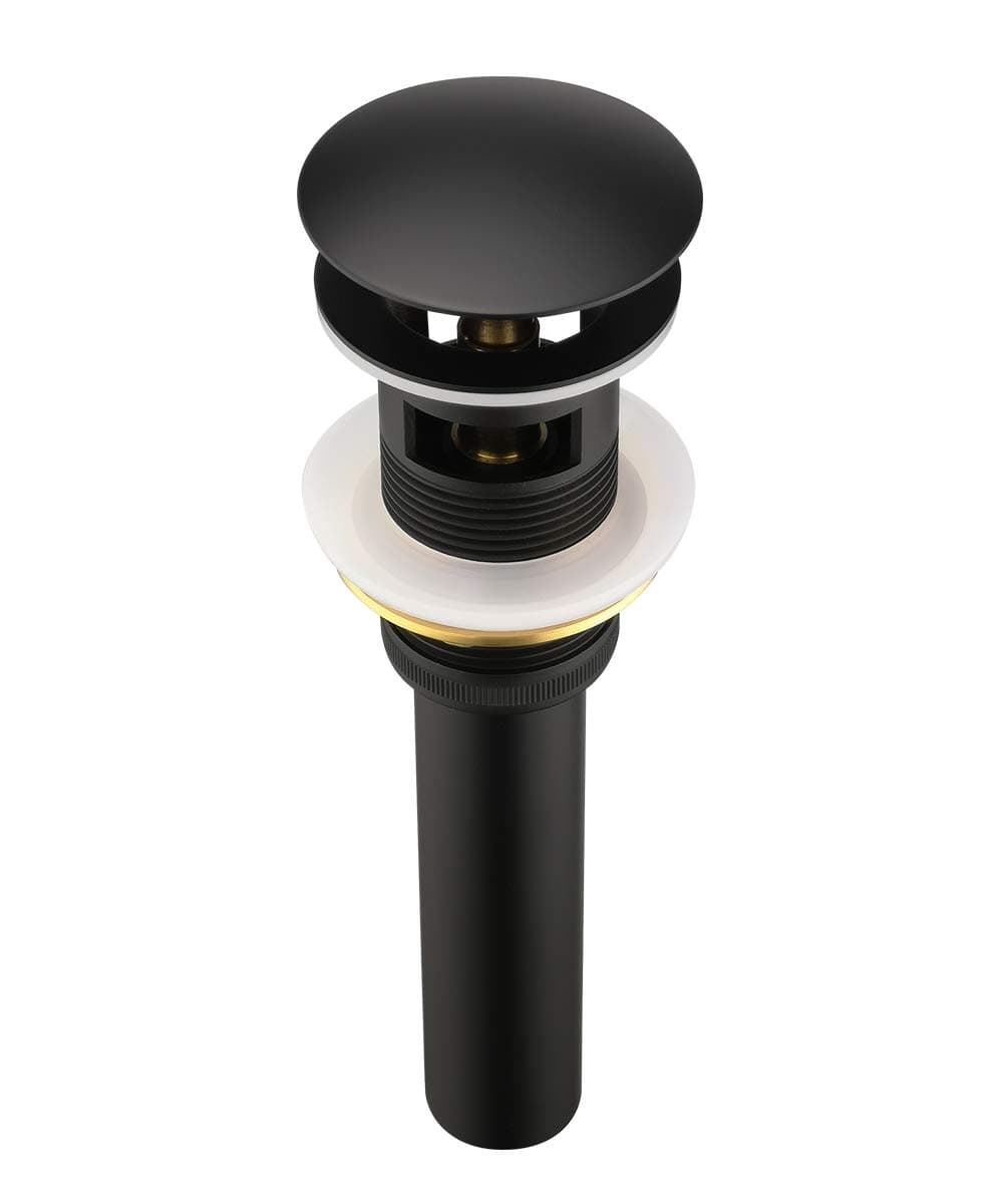 Purelux Pop Up Drain Stopper with Overflow for Bathroom Faucet Vessel or Vanity Sink, Matte Black Finish