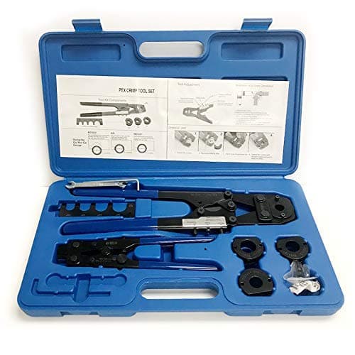 EFIELD Pex Crimping Tool Kit - 3/8 Inch, 1/2 Inch, 5/8 Inch and 3/4 Inch- with the Ring Removal Tool (Decrimper) & Gauge - Meets F1807 Standards,(TOOL016)