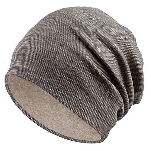 ICSTH Unisex Sleep Hat Soft Cotton Beanie Street Dancer Cap Watch Hat (Wave Pattern Khaki)