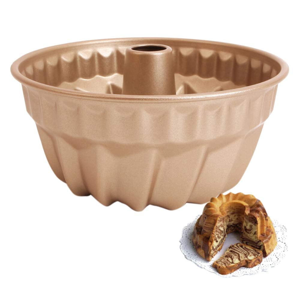 Forvel 7-inch [Non-Stick] Metallic Gugelhupf/Kugelhupf Pan Baking Mold - Easy Home Chocolate Gugelhopf Cake Maker