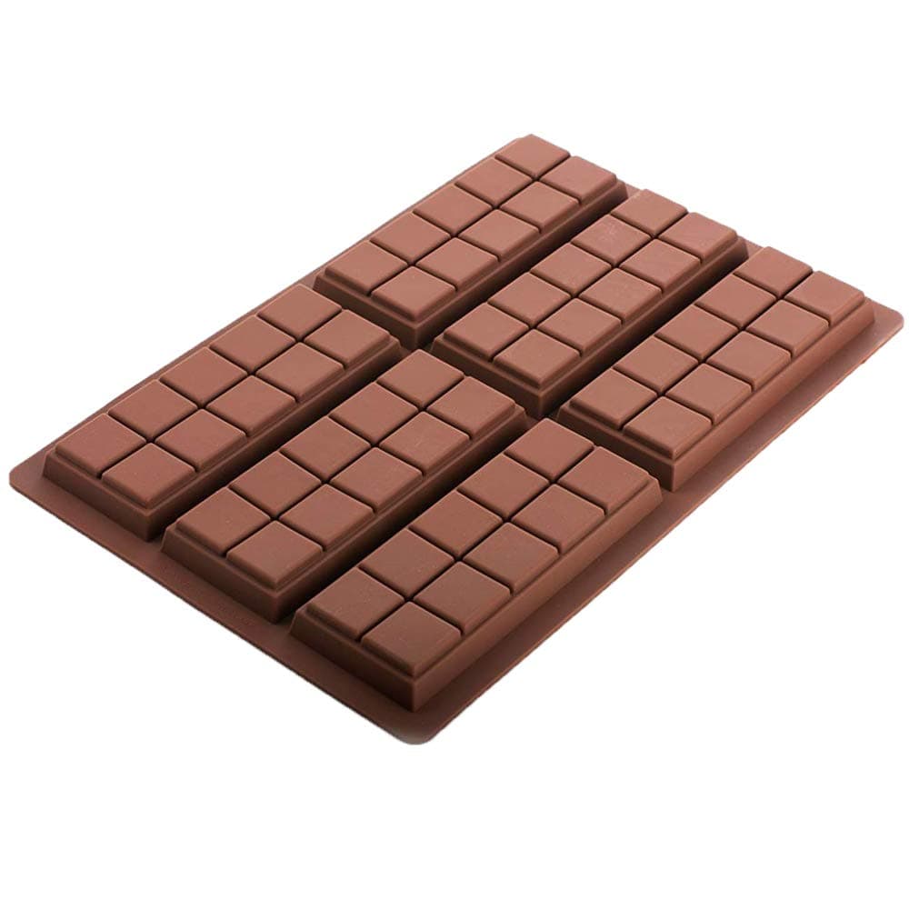 Silicone Chocolate Bar Sweet Moulds Candy Jelly Rectangle Baking Silicon Bakeware Shape Soap Wax Flexible Baking Mould (6 Cell 10 Section)