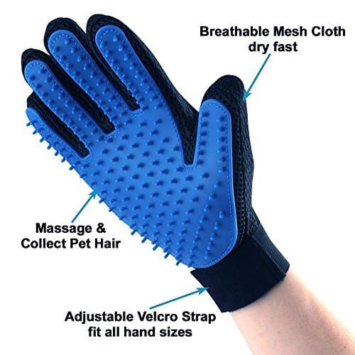 Halcyon Pets Pet Hair Remover Glove - Gentle Pet Grooming Glove Brush - Deshedding Glove - Massage Mitt with Enhanced Five Finger Design - Perfect for Dogs & Cats with Long & Short Fur - Right Hand