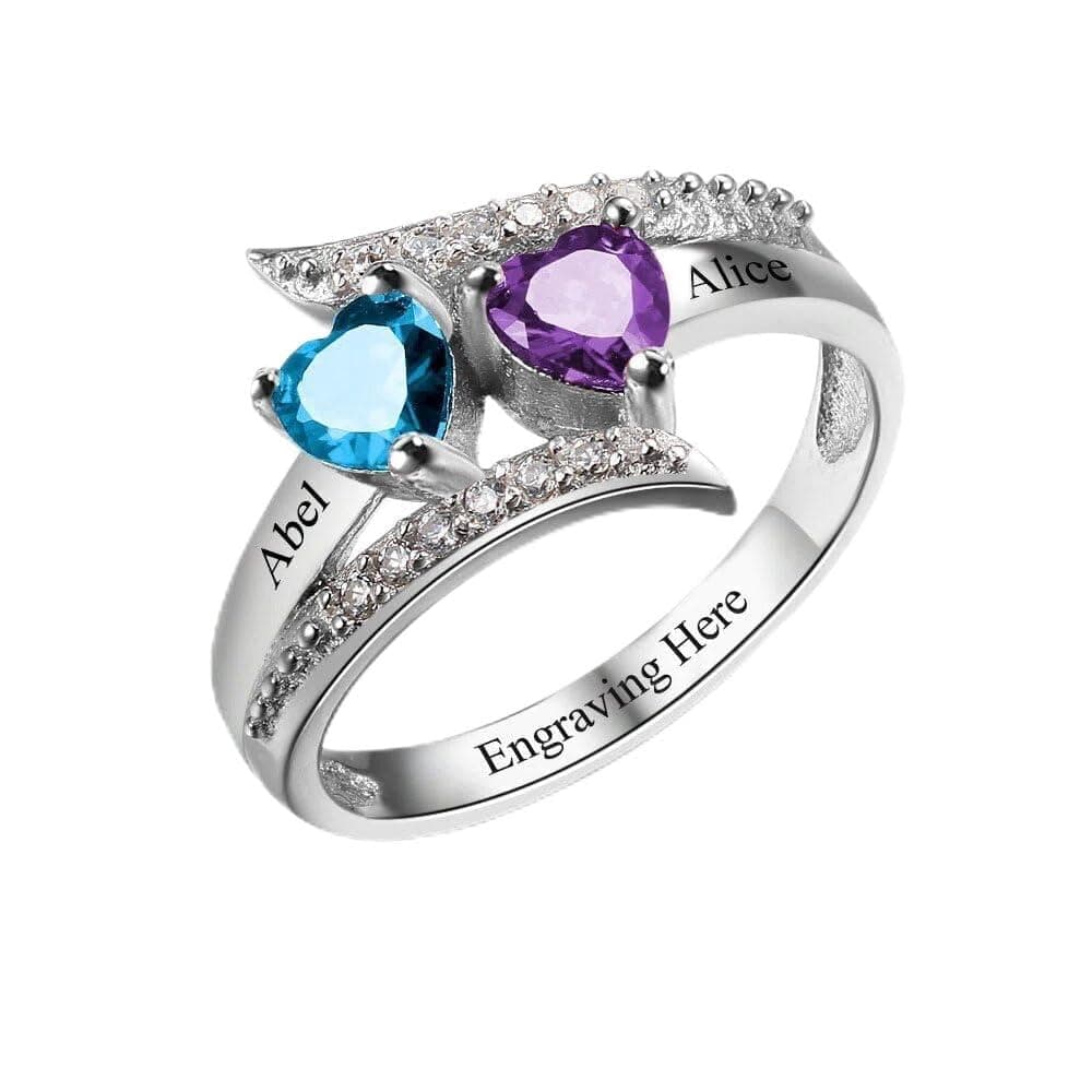 Personalized Birthstone Rings for Women Mom Sterling Silver Mother Ring with Birthstones Promise Rings for Her Customized Gifts for Mothers Day Christmas