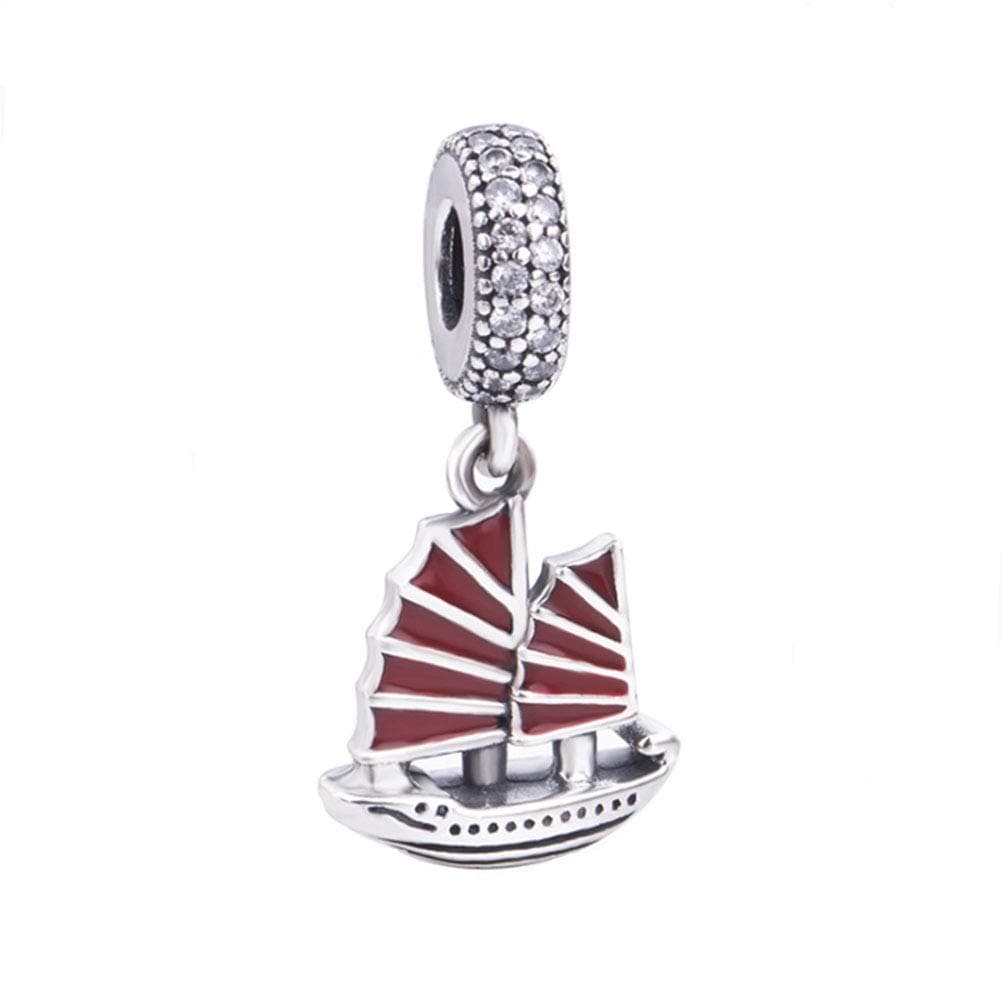Amoony CharmSailing Boat Charm 925 Sterling Silver Ship CharmSport Charm Travel Charm for Pandora Charm Bracelet