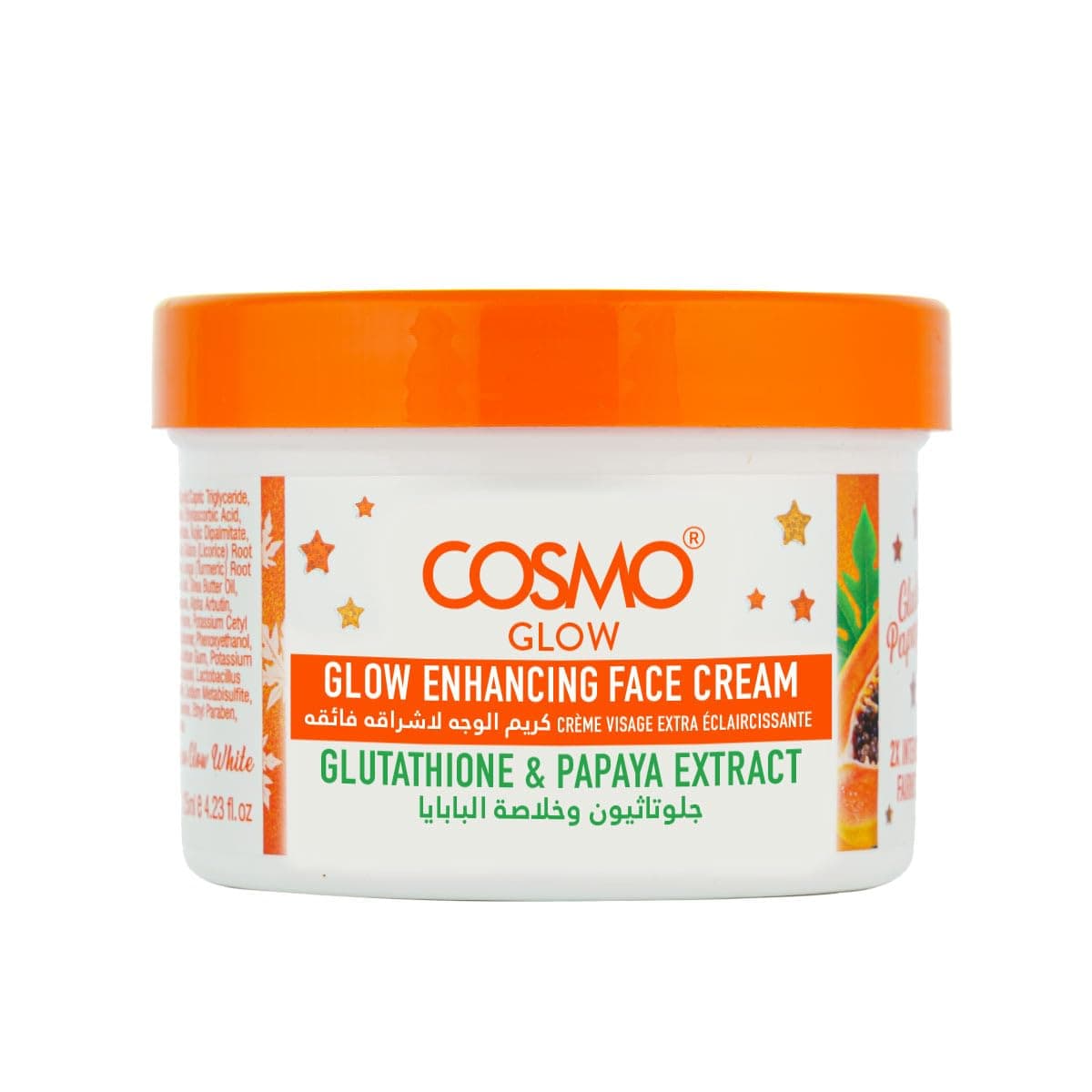 Cosmo Gluta Papaya Glow Enhancing Face Cream 125ml | Glutathione and Papaya Extract | Deeply Hydrating Face Cream | Rich in Antioxidant | For Unisex