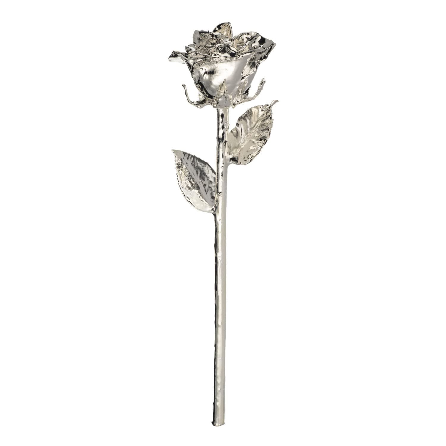 Silver Dipped Rose, Unique & Everlasting Real Hand Dipped in Silver Rose, 11” to 12”