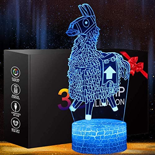 Fortress Lama 3D Night Light 7 Color RGB Changeable Table Lamp Base Cool Nightlight for Kids Birthday Holiday Christmas Gift (Crack Llama)