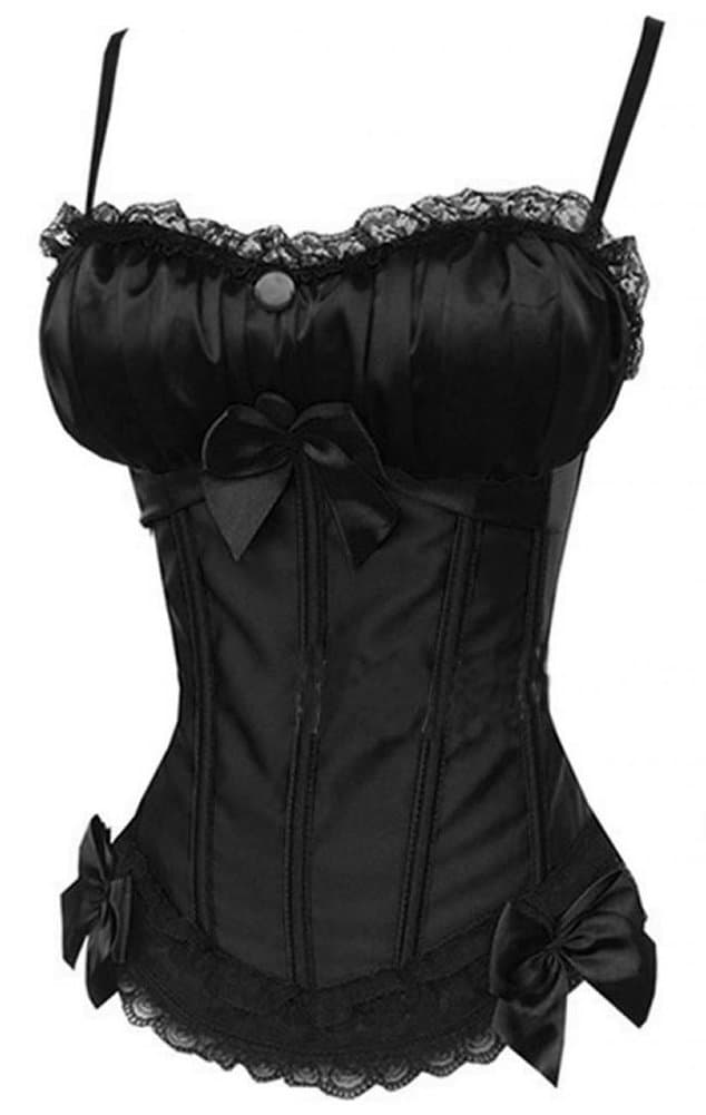 Women's Strap padded Cup Design Corsets Sexy Bowknot Bustiers Black / S
