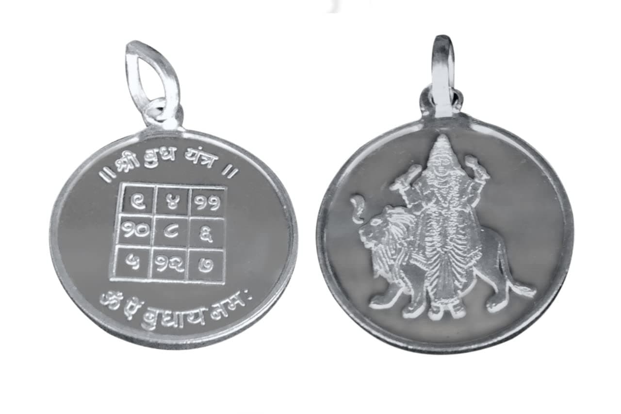 Buddha Graha/Mercury Planet Yantra Pendant In Pure Silver 999 Blessed And Energized Locket