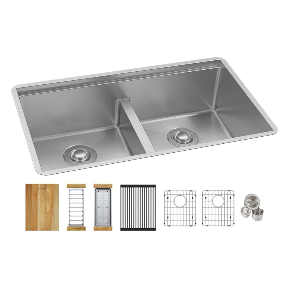 Elkay EFRUAQ31169TWC Workstation Sink, 31-1/2", 16 Gauge