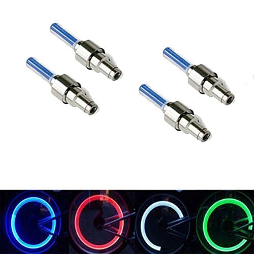 DeSS 4-Pack Blue Bike Bicycle Car Wheel Motorcycle Tire Valve Cap Neon Lamp LED Flash Light