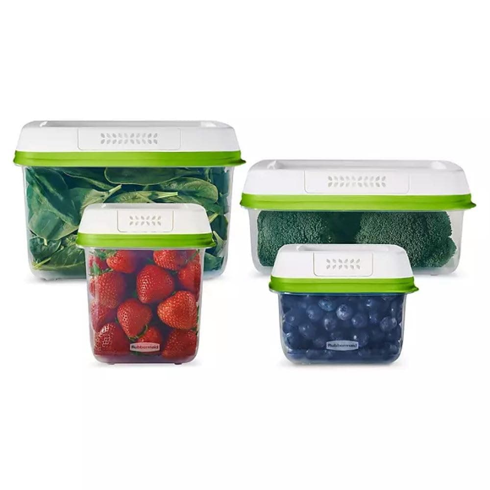 FreshWorks Produce Saver, Medium and Large Storage Containers, With Lids, 8-Piece Set