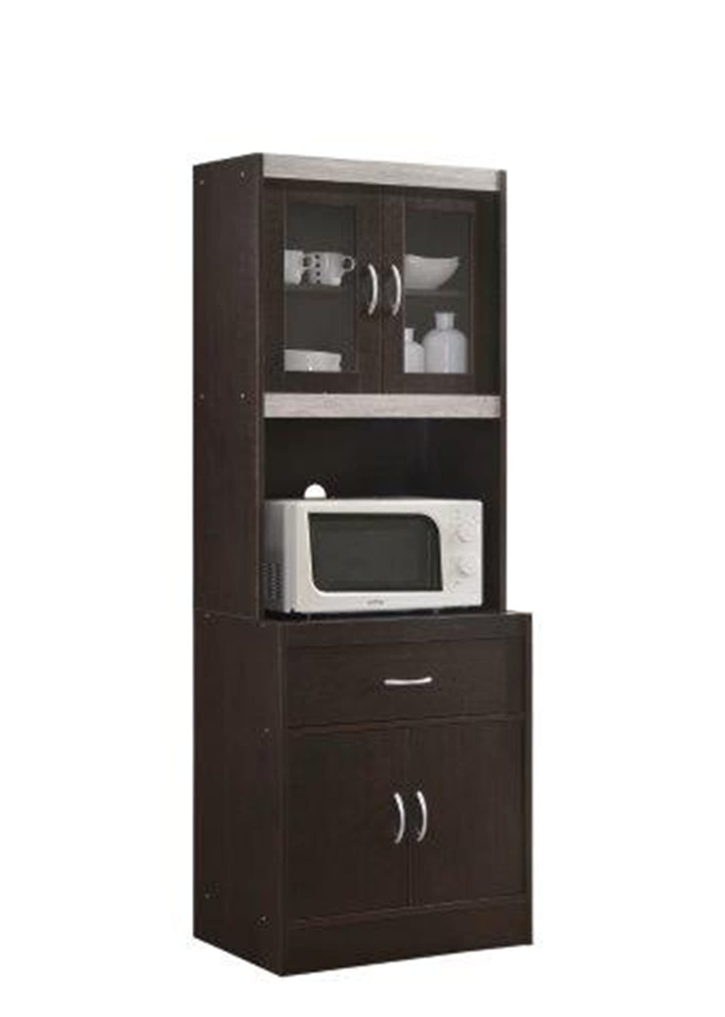 Hodedah HIKF96 Choco-Grey Kitchen Cabinet, Assembled Dimensions: 70.86 in. H x 23.85 in. W x 15.75 in. D, Gray