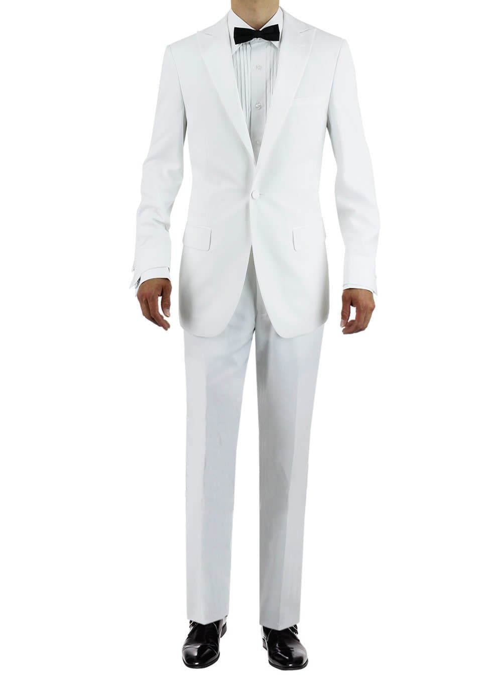 GN GIORGIO NAPOLI Men's Tuxedo Suit One Button Peak Lapel Jacket Adjustable Pant