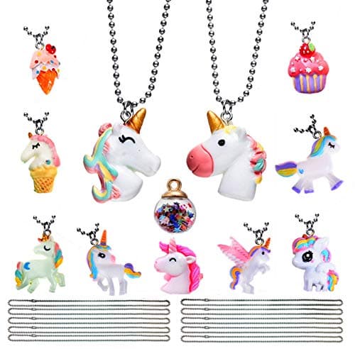 Kids Gift Little Mermaid and Unicorn Favors Collection Pendant Necklace Jewelry Set for Boys Girls Daily Outfit Accessories