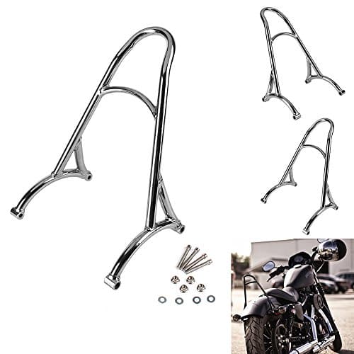 Motorcycle Short Weld Passenger Sissy Bar Bracket Backrest Luggage Rack Back Rest For Harley Sportster Iron Super Low XL 883 1200 2004-2017 (Chrome)