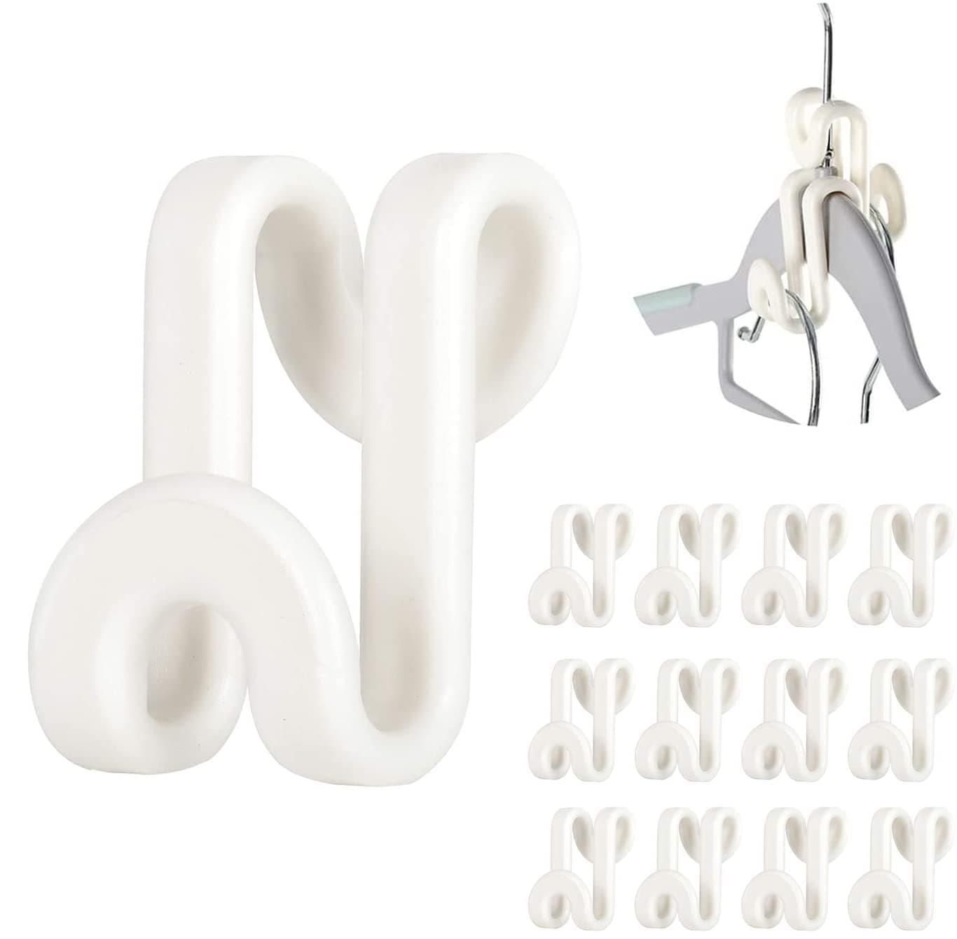 DELFINO Clothes Hanger Connector Hooks, Outfit Hangers, Hanger Extender Clips, Cascading Hanger Hooks, Velvet Huggable Hangers Accessory, Heavy Duty Space Saving for Closet 60 Pack (Ivory)