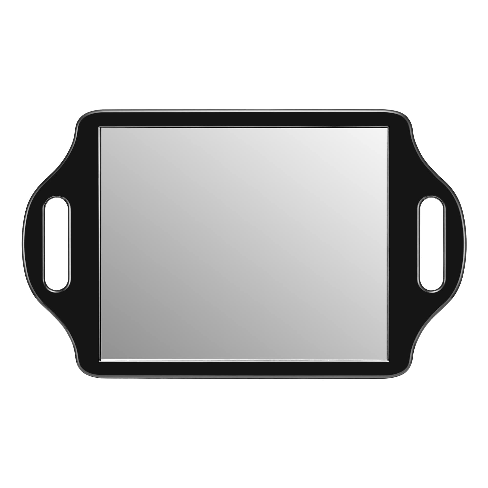 Large Hand Mirror with Handle -salon mirrors for hair stylist-Rectangular barber handheld mirror. (Black)