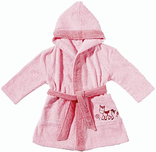 Egeria Pony Baby Hooded Coat 100% Organic Cotton Terry Towelling Bathrobe, rose, 116 (EU)