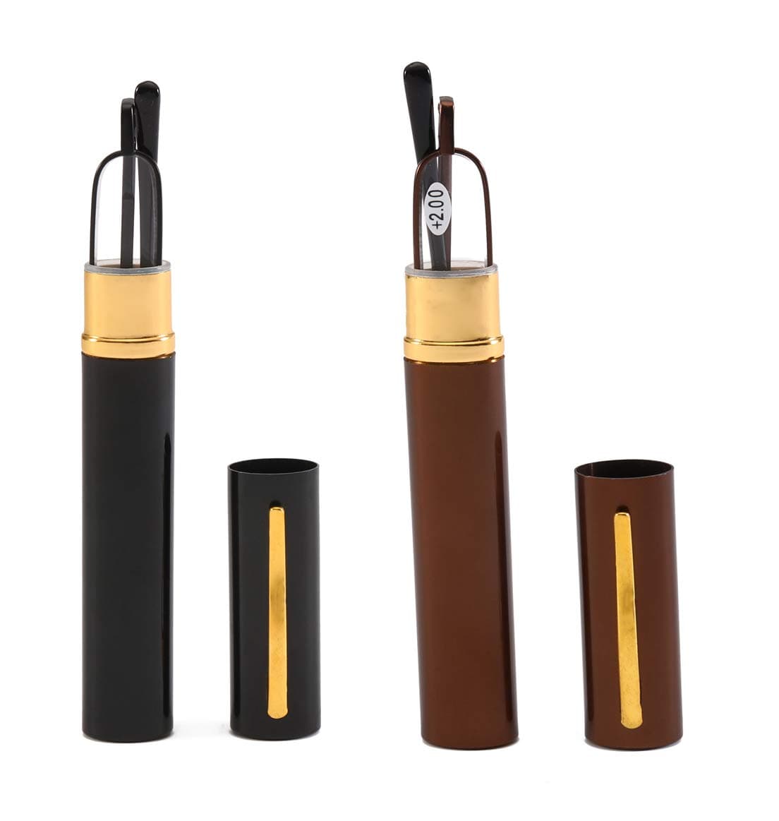 SOOLALA Super Slim Compact Reader Reading Glasses Reader w/Pen Clip Tube Case