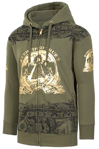 JC DISTRO Mens Hipster Hip Hop Graphics Printed Zip-Up Raglan Fleece Hoodie