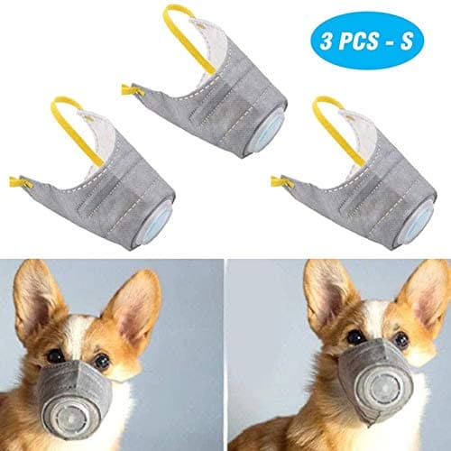 Tehok 3Pcs Dog Mask, PM2.5 Filter Protective Muzzle, Adjustable Strap Pet Masks Anti Fog/Anti Dust/Anti Secondhand Smoke