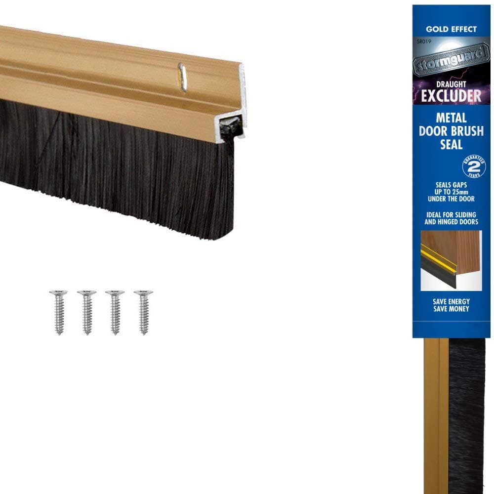 "STORMGUARD Gold 02SR0190838G 838mm Bottom of The Door Brush Strip Draught Excluder, "838mm (2'9")"