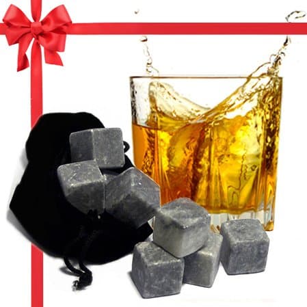 Best Whiskey Stones Gift Set with Magnetic Closure - Unique Present Box - Soapstone Chilling Rocks and Velvet Bag to Cool Bourbon with No Ice - 9 Reusable Cubes - Are Your Dad, Husband, Scotch Lovers?