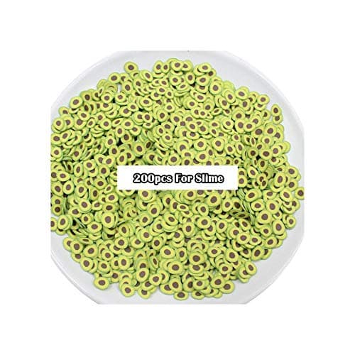 JiaJa 200Pcs Fruit Slices Slime Additives Soft Fimos Slices for Nail Art Beauty Decor Slime Filler Supplies Charms Accessories Toys,200Pcs Avocado